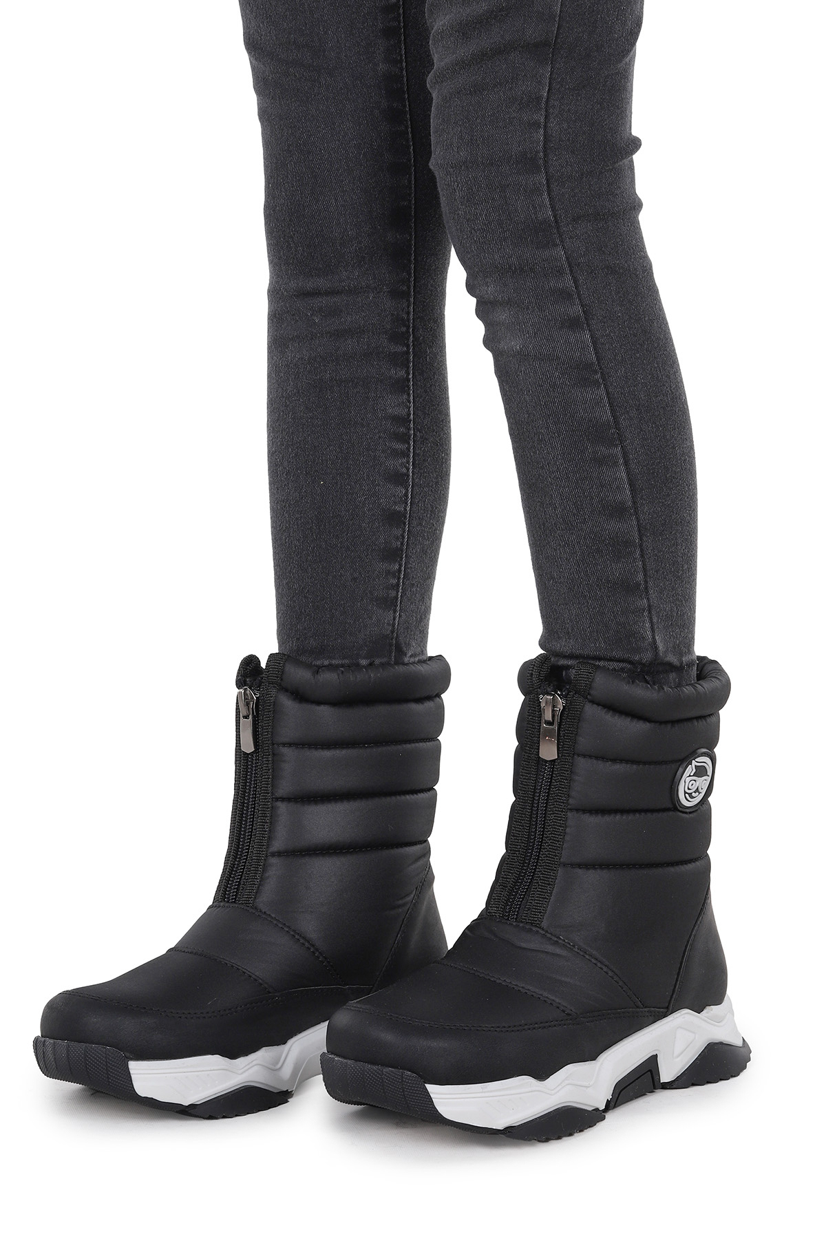 Sumo Fermuarlı Erkek Çocuk Kar Botu Siyah - Beyaz - Görsel 3