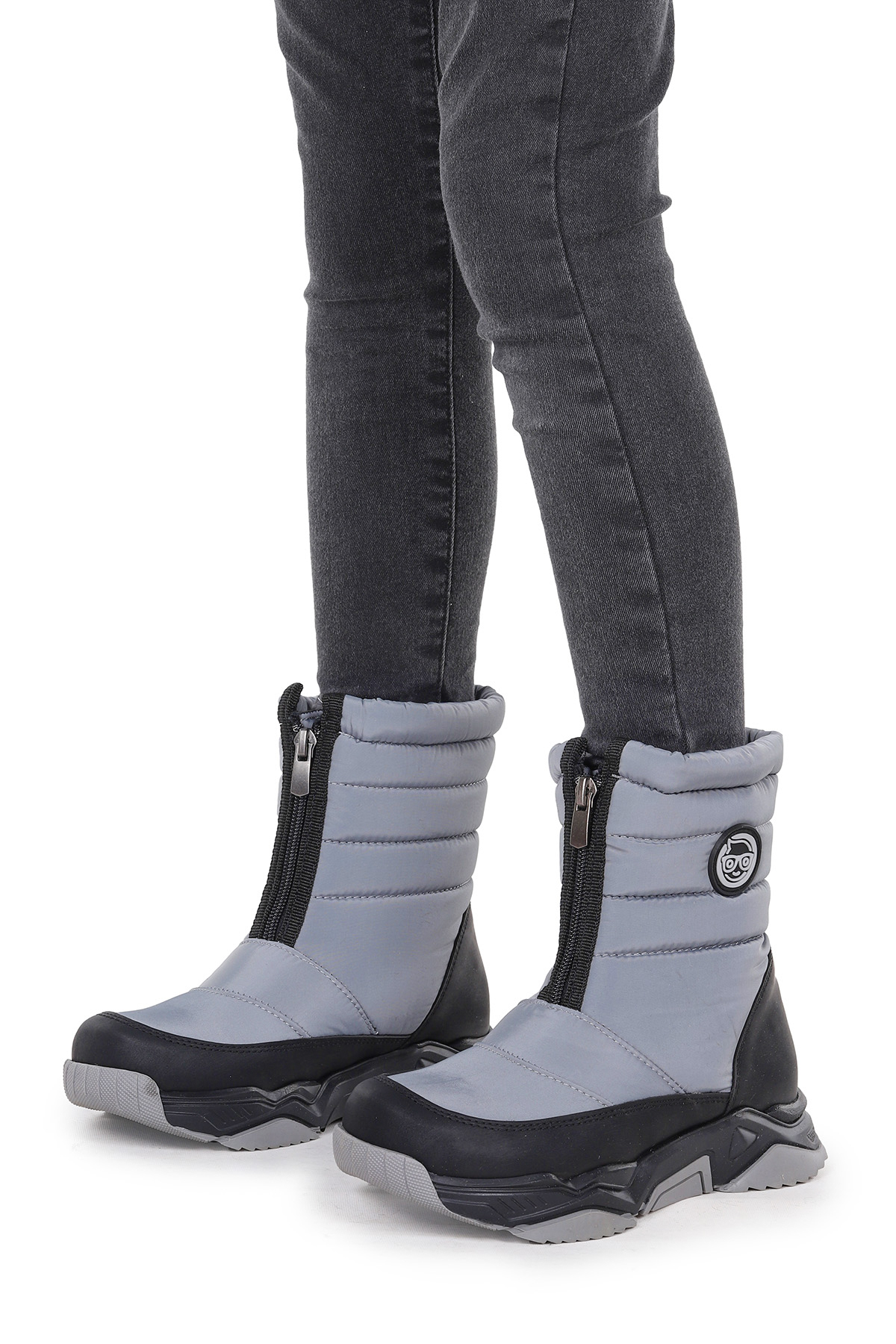 Sumo Fermuarlı Erkek Çocuk Kar Botu Füme - Siyah - Görsel 4