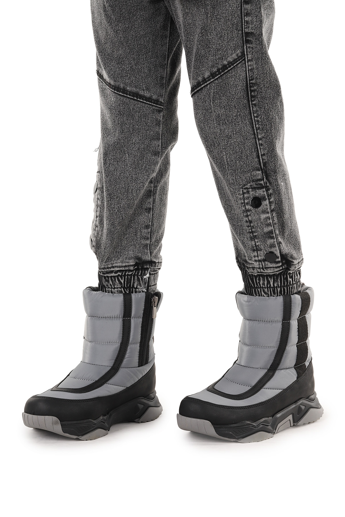 Pablo Fermuarlıı Erkek Çocuk Kar Botu Füme - Siyah - Görsel 3