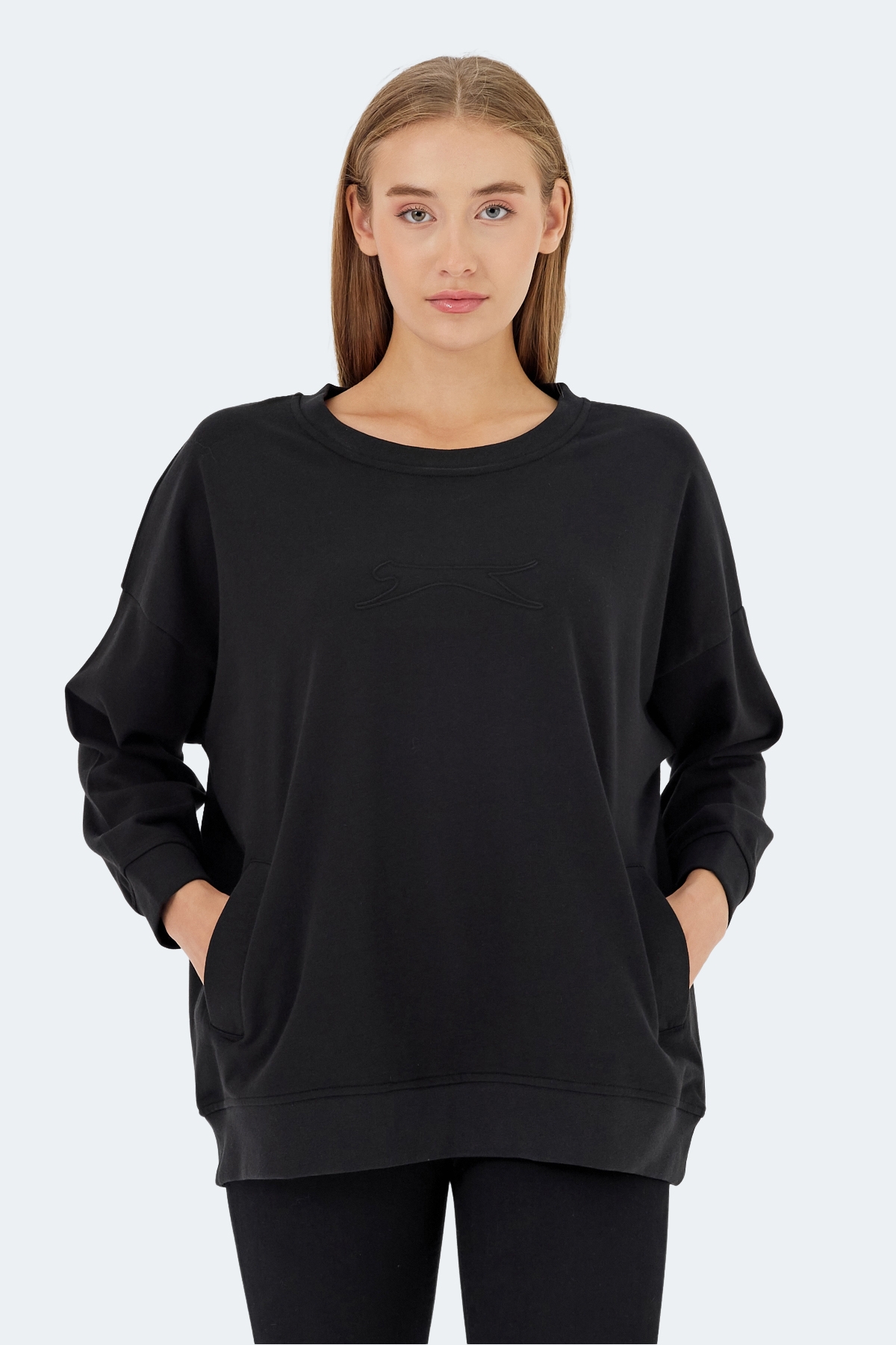 VIKENTI SW OVERSIZE Kadın Sweatshirt Siyah