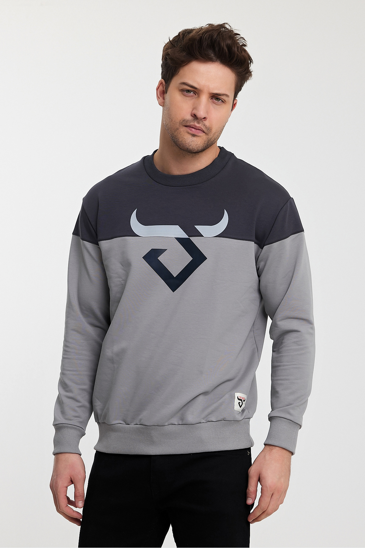 HELSİNKİ Erkek Sweatshirt Füme / Taş