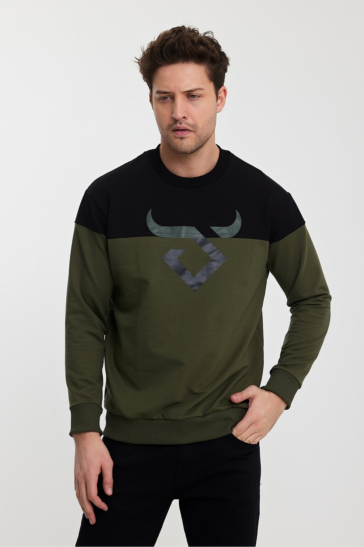 HELSİNKİ Erkek Sweatshirt Siyah / Haki