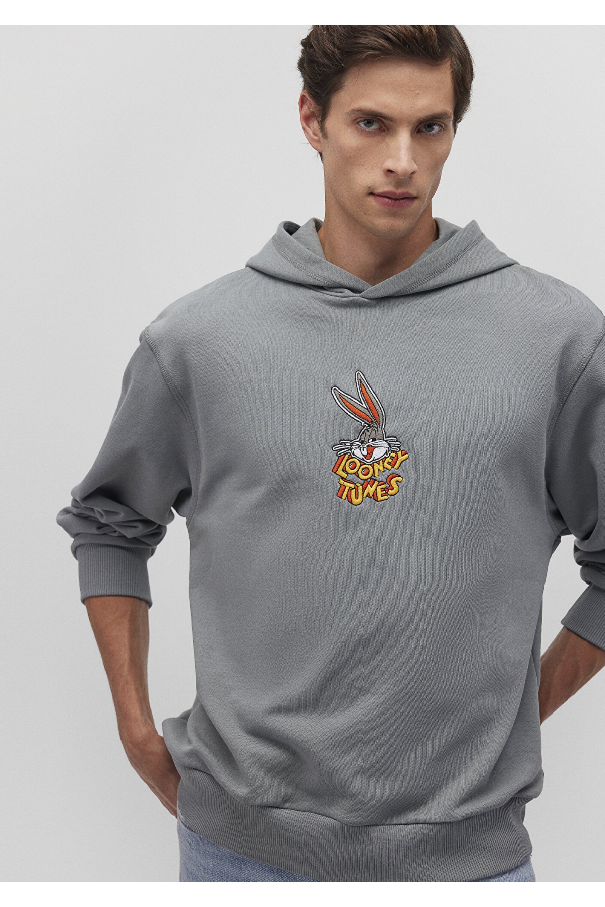 Bugs Bunny Baskılı Gri Sweatshirt