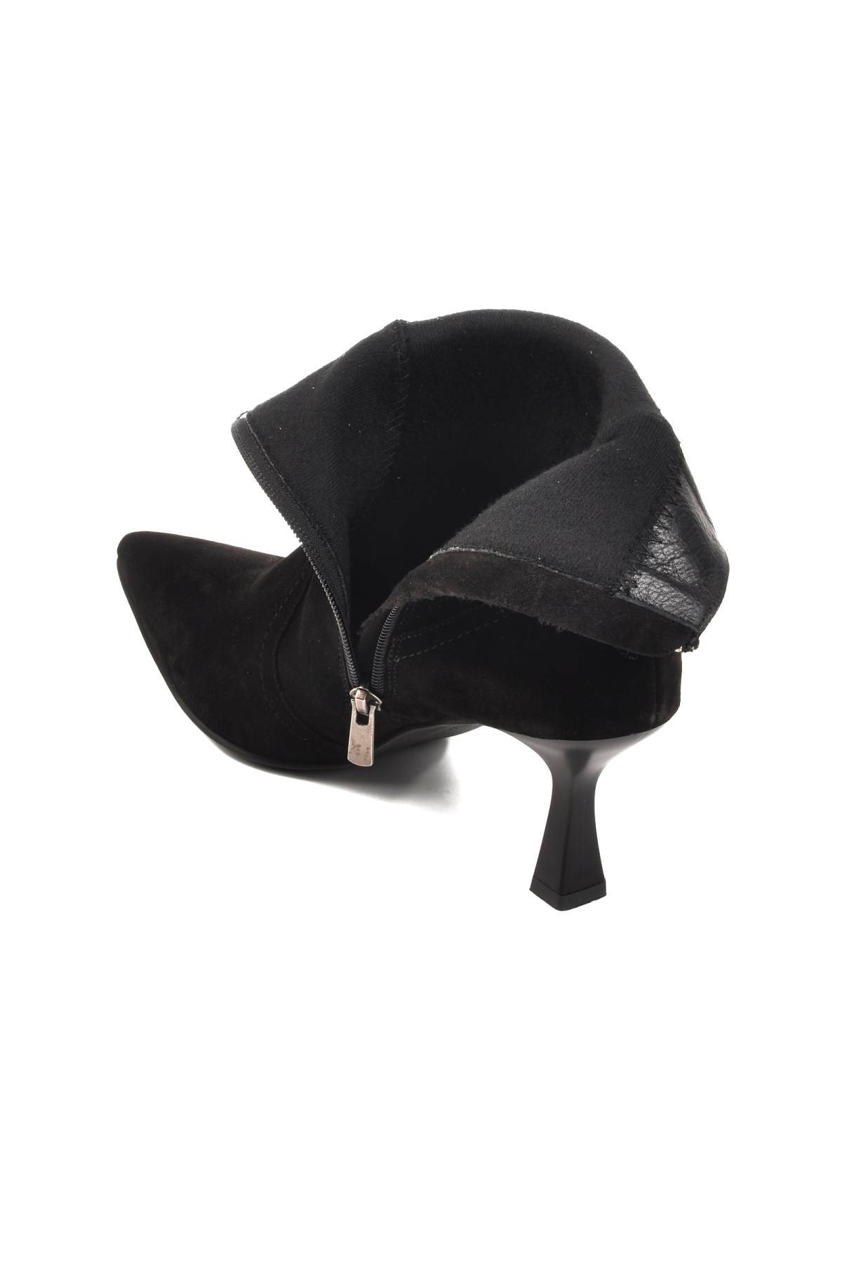 DS-60 Siyah Süet Hakiki Deri İçi Polarlı Kadın Topuklu Bot - Görsel 5