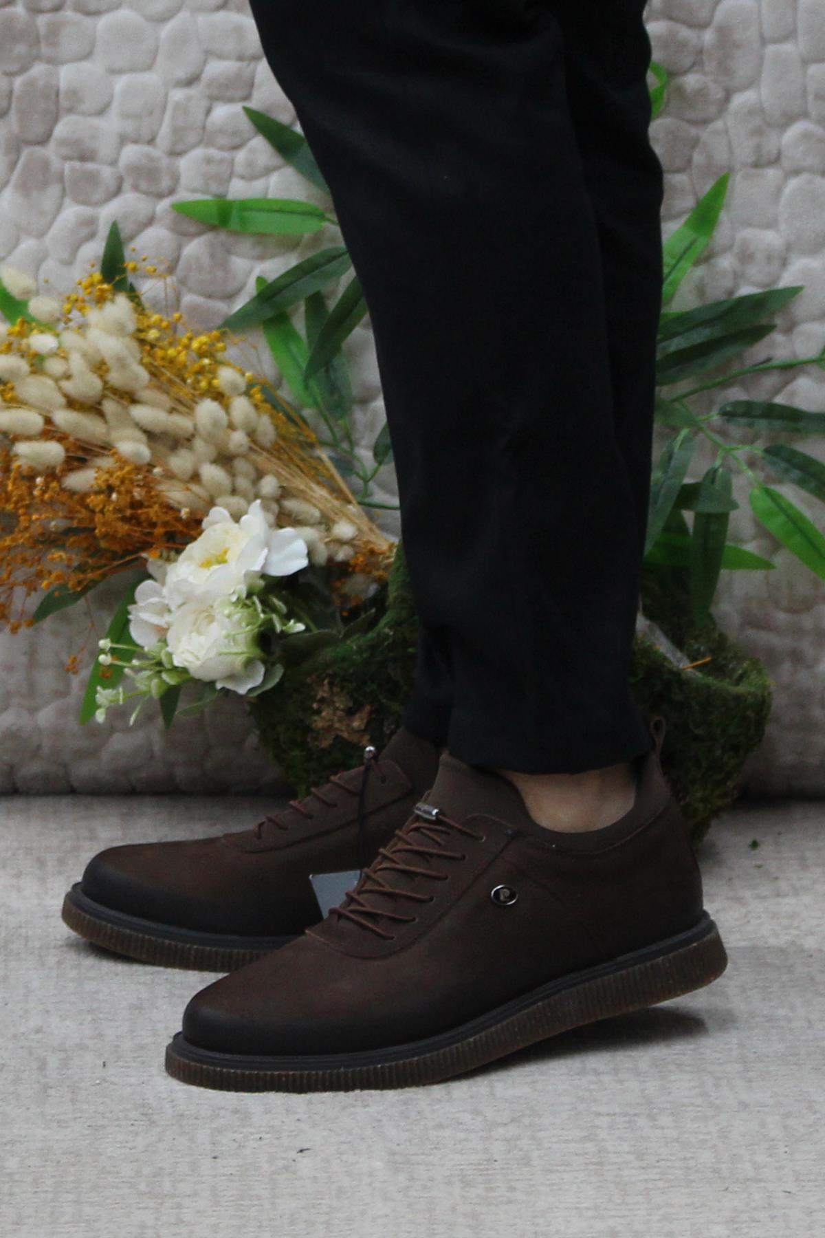 61896 Kahve Nubuk Kauçuk Taban Hakiki Deri Erkek Ayakkabı - Görsel 4