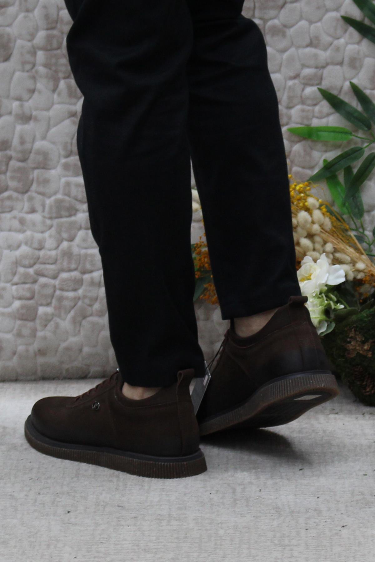 61896 Kahve Nubuk Kauçuk Taban Hakiki Deri Erkek Ayakkabı - Görsel 5