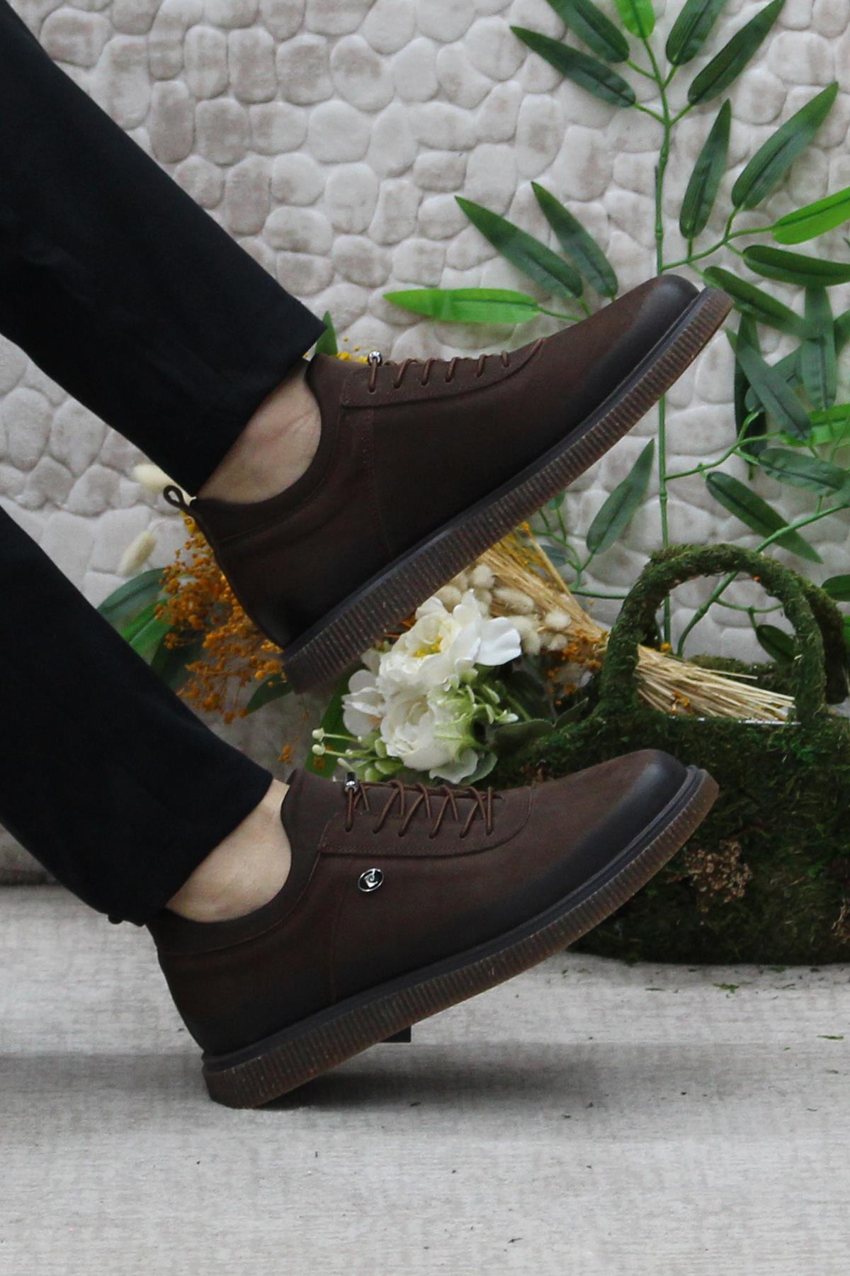 61896 Kahve Nubuk Kauçuk Taban Hakiki Deri Erkek Ayakkabı - Görsel 6