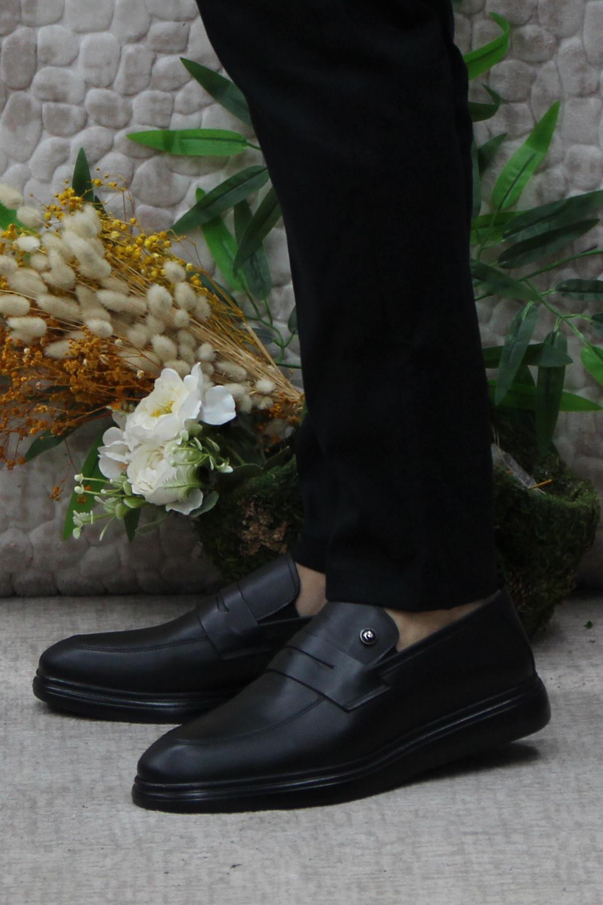 14207 Siyah Orijinal Ürün İç Ve Dış Hakiki Deri Erkek Ayakkabı - Görsel 4