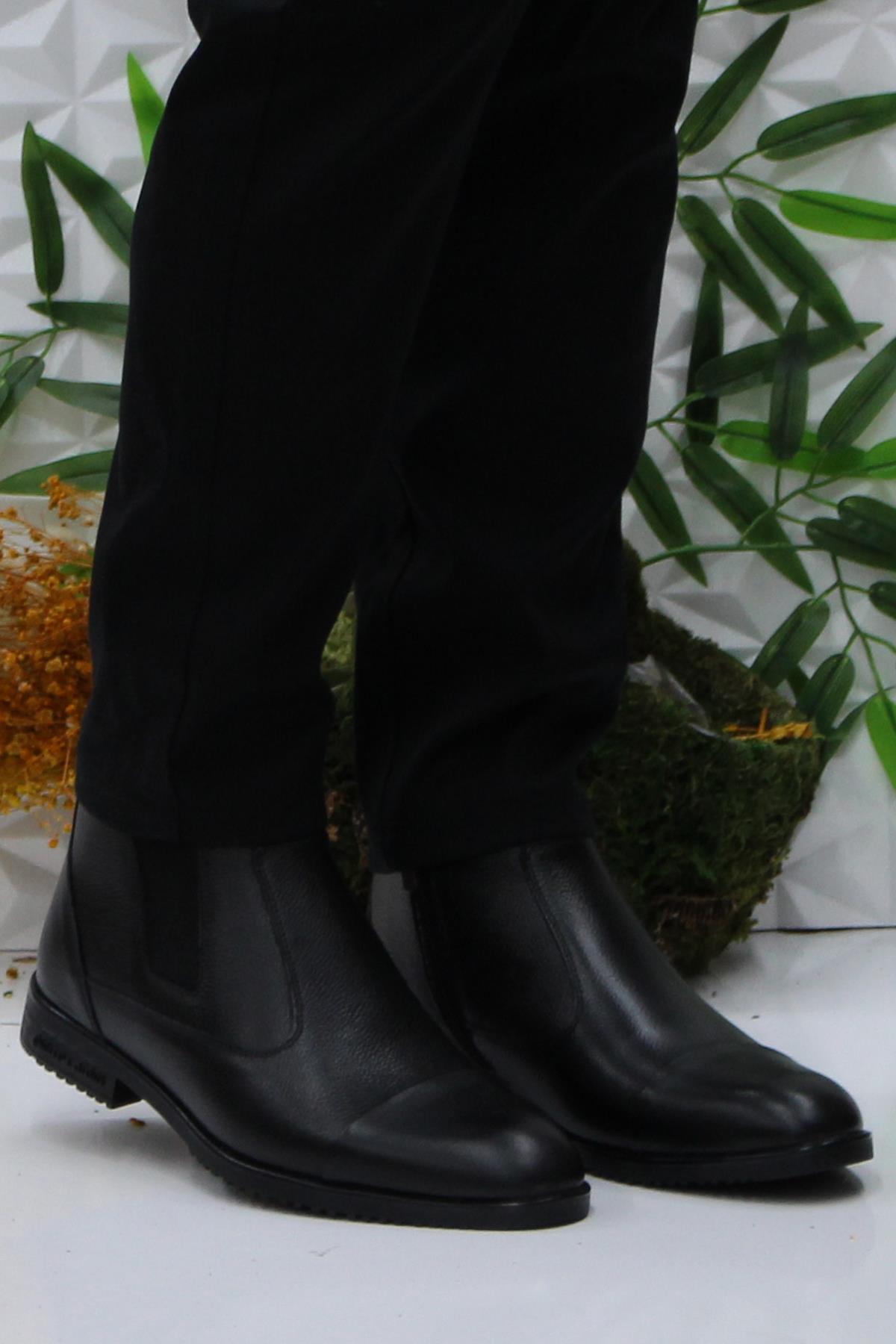 11925251 Siyah Orijinal Ürün Fermuarlı Hakiki Deri Erkek Bot - Görsel 3