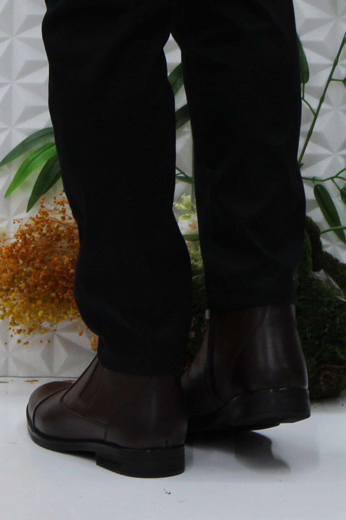 11925251 Kahve Orijinal Ürün Fermuarlı Hakiki Deri Erkek Bot - Görsel 5