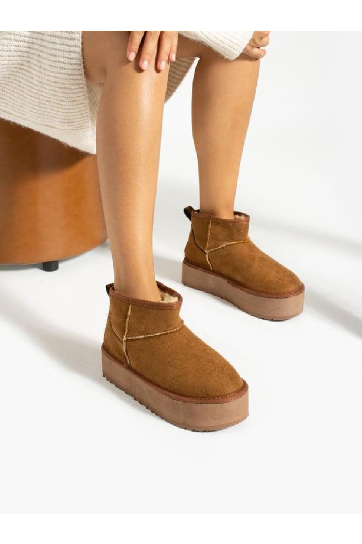 Yüksek Taban İçi Kürklü Taba Kadın Bot - Görsel 3