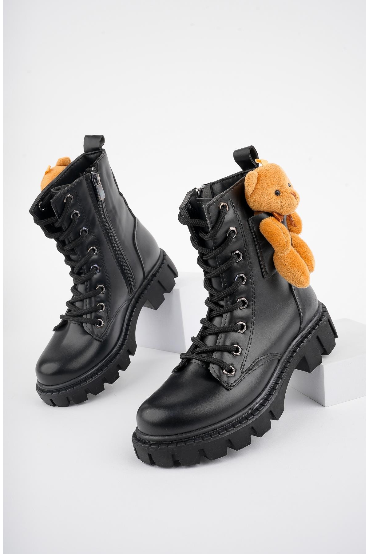 PİNKY Garantili Ayıcıklı Fermuarlı Bağcıklı Postal Çocuk Bot - Görsel 3