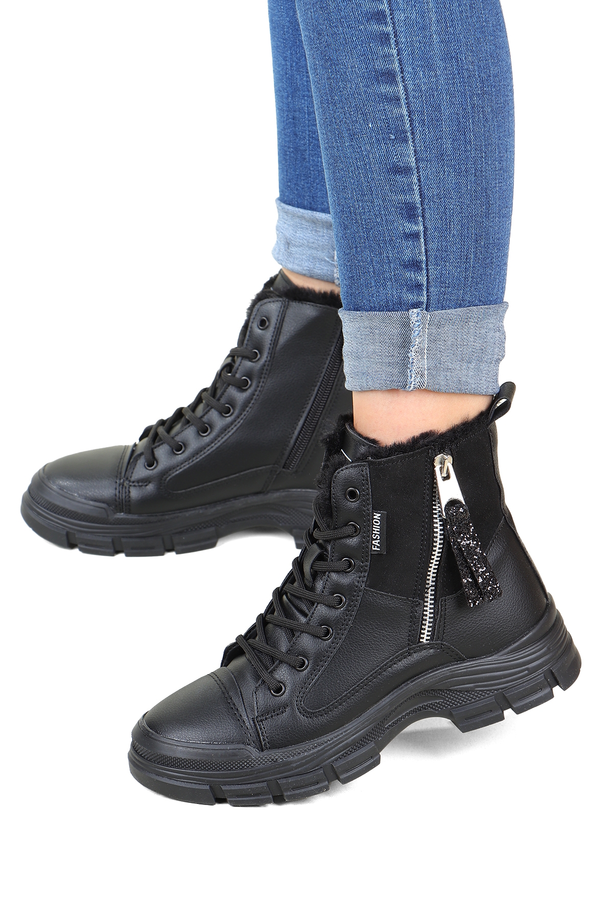 . Julia Suya Dayanıklı Kürklü Fermuarlı Spor Kadın Bot - Görsel 3