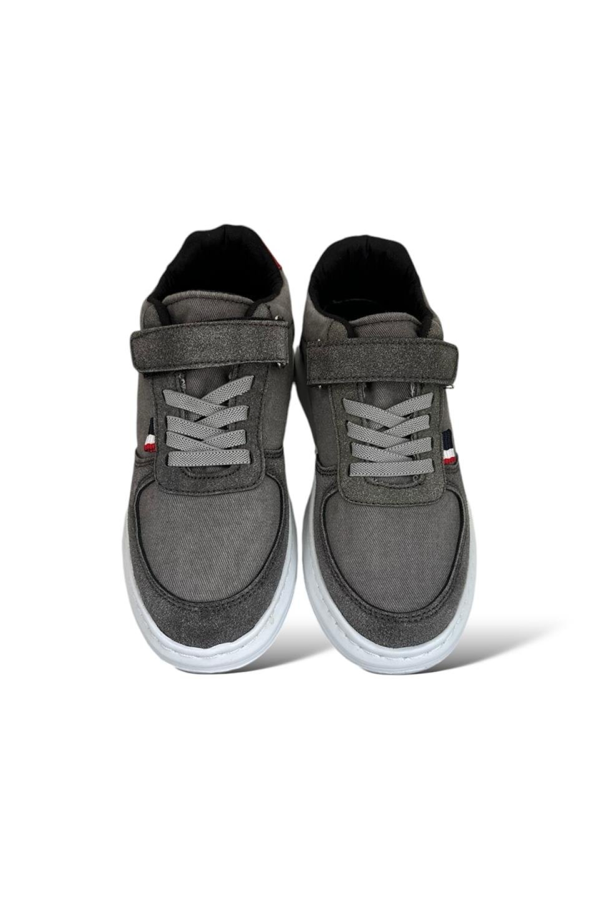 Çocuk Bağcıklı Cırtlı Keten Spor Ayakkabı FÜME - Görsel 7