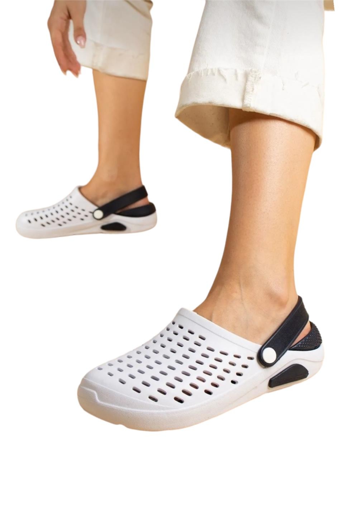 Unisex Comfort Eva Taban Terlik BEYAZ - LACİVERT - Görsel 4