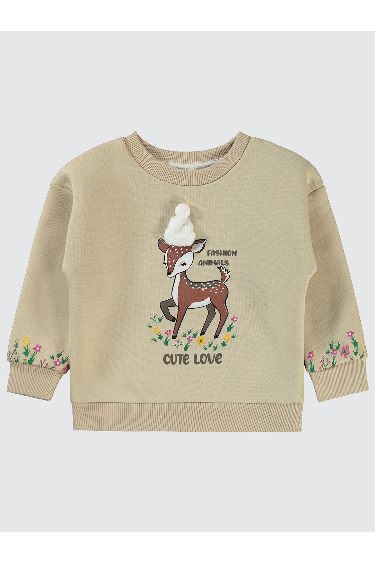 Kız Çocuk Sweatshirt 2-5 Yaş  Bej