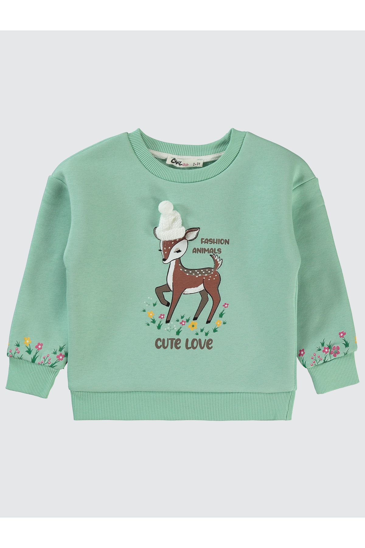 Kız Çocuk Sweatshirt 2-5 Yaş  Su Yeşili