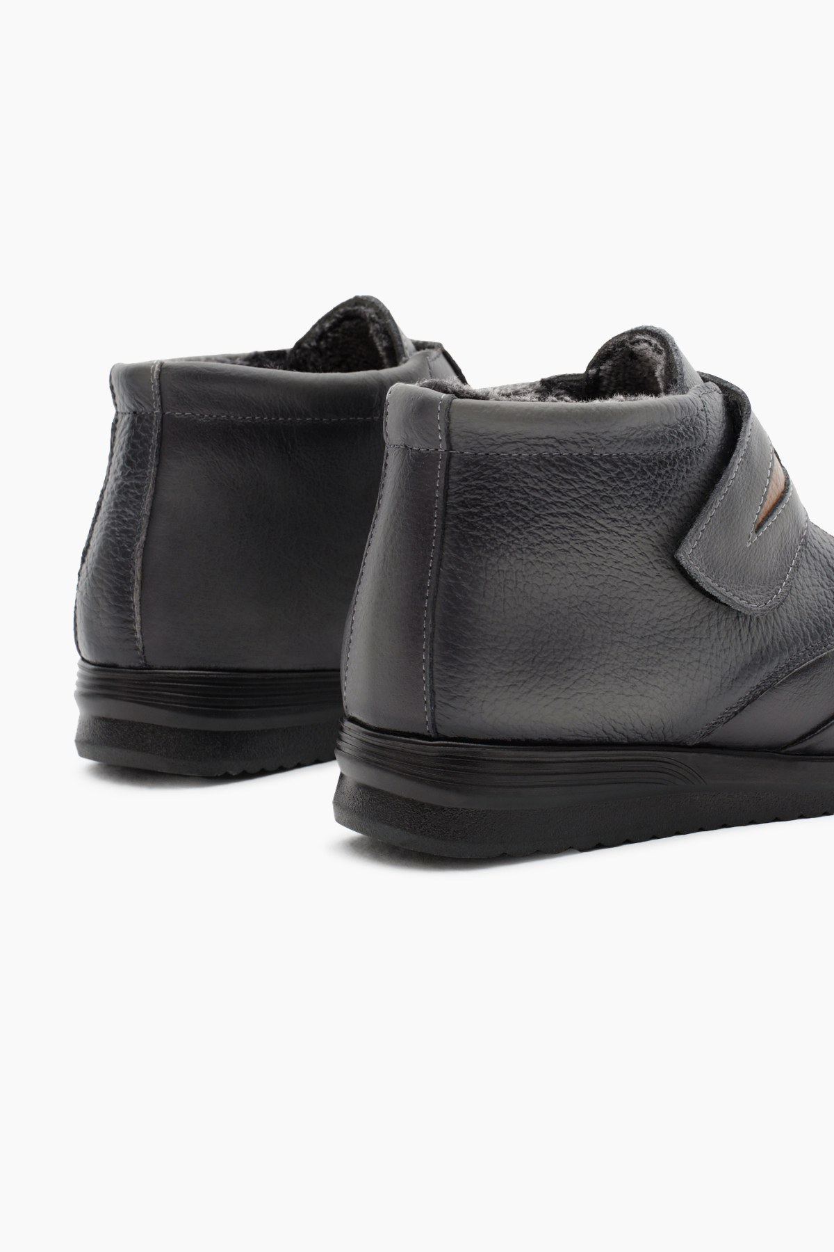 Kadın Gri Termo Taban İçi Dışı Hakiki Deri Kürklü Ortopedik Cırtlı Bot - Görsel 6