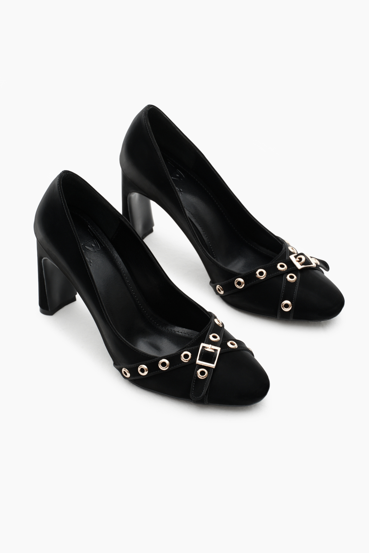 Kadın Siyah Neolit Taban Önü Şerit Tokalı Yüksek Topuklu Ayakkabı - Görsel 2