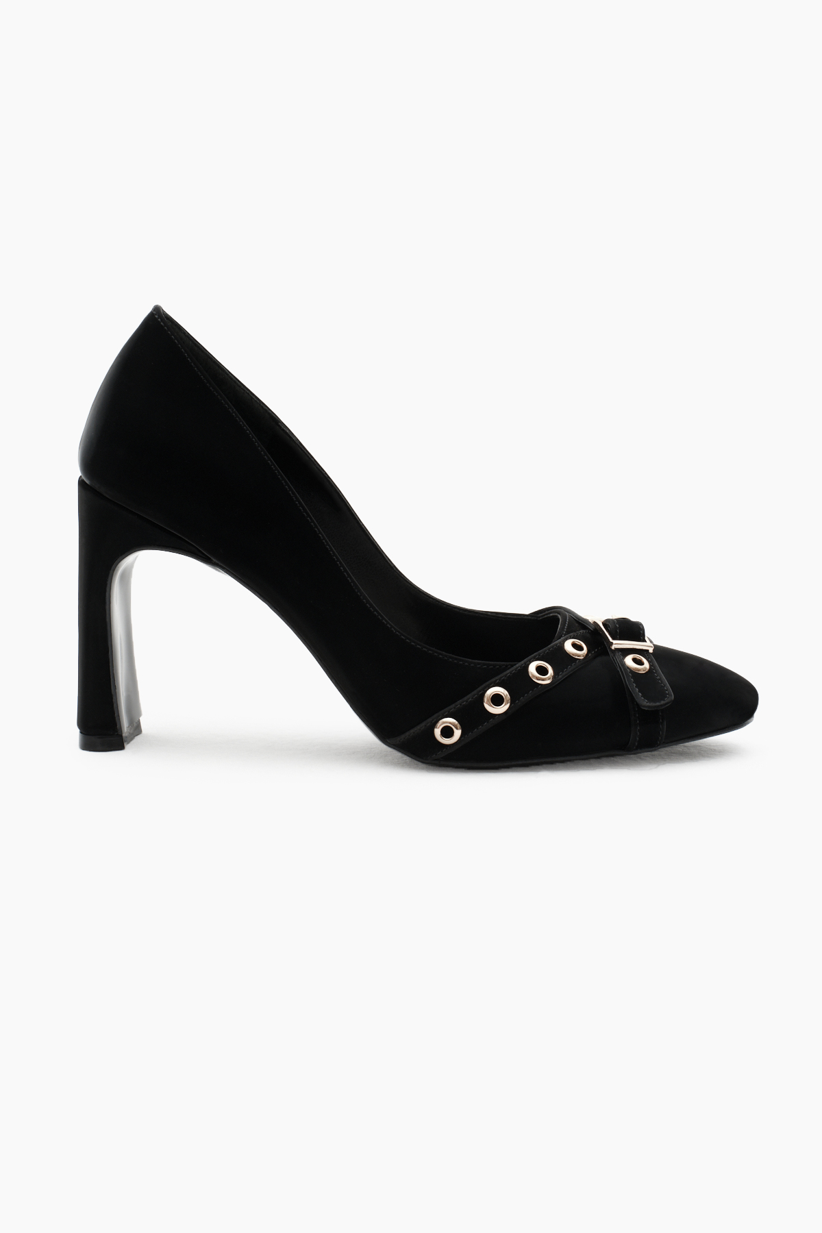 Kadın Siyah Neolit Taban Önü Şerit Tokalı Yüksek Topuklu Ayakkabı - Görsel 3