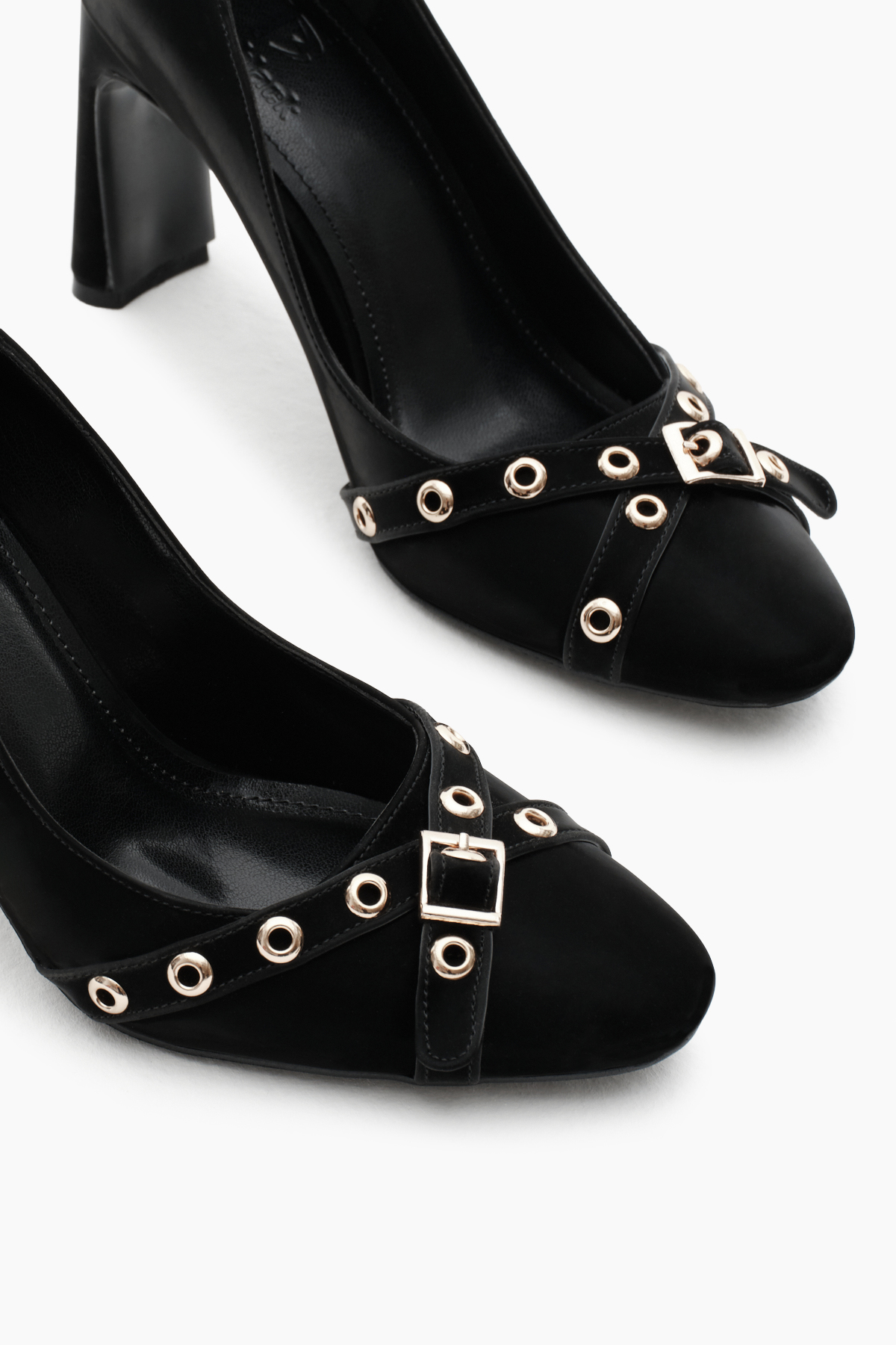 Kadın Siyah Neolit Taban Önü Şerit Tokalı Yüksek Topuklu Ayakkabı - Görsel 4