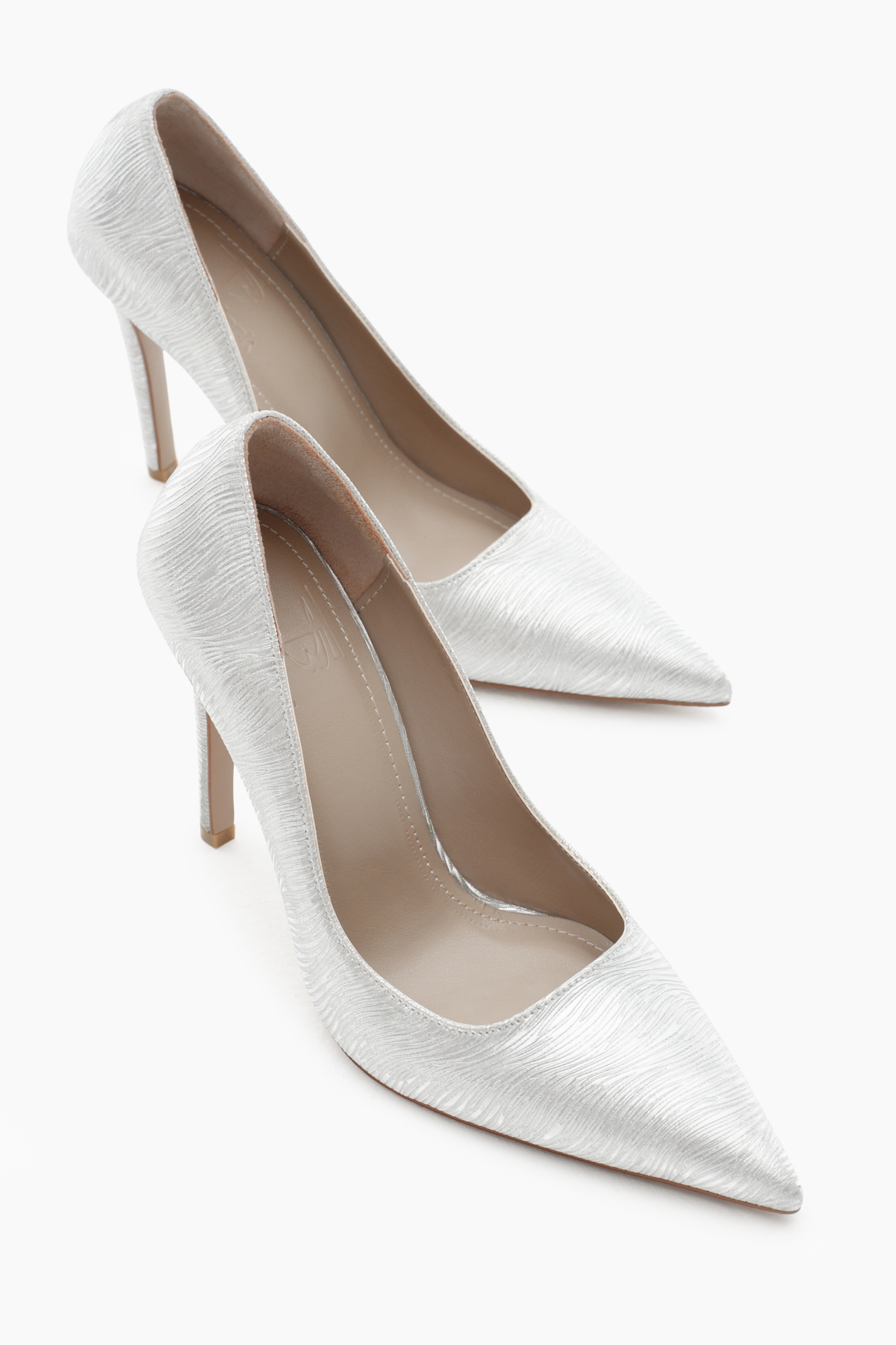 Kadın Gümüş Neolit Taban Desenli Sivri Burunlu Yüksek Topuklu Ayakkabı - Görsel 2