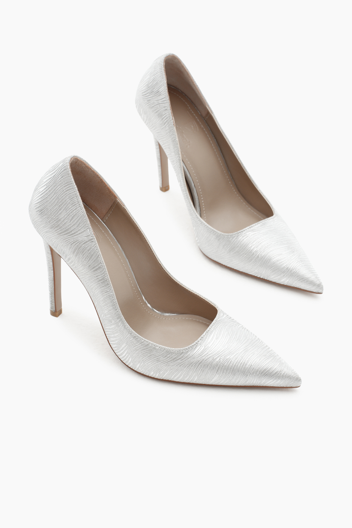 Kadın Gümüş Neolit Taban Desenli Sivri Burunlu Yüksek Topuklu Ayakkabı - Görsel 4