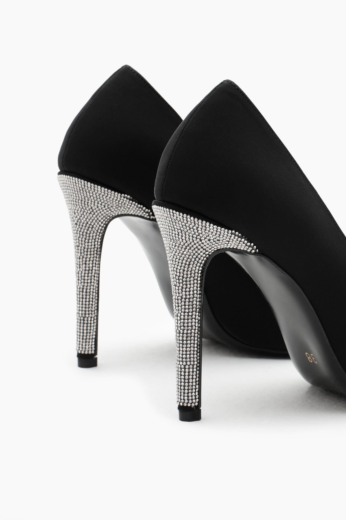 Kadın Siyah Neolit Taban Önü ve Topuğu Taşlı Sivri Burunlu Yüksek Topuklu Ayakkabı - Görsel 6