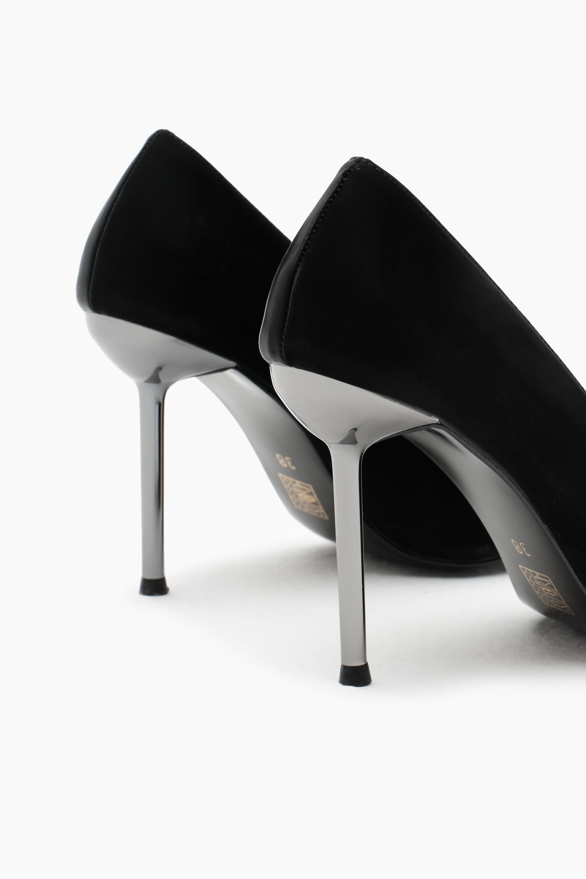 Kadın Siyah Neolit Taban Önü Gül Desenli Taşlı Sivri Burunlu Yüksek Topuklu Ayakkabı - Görsel 6