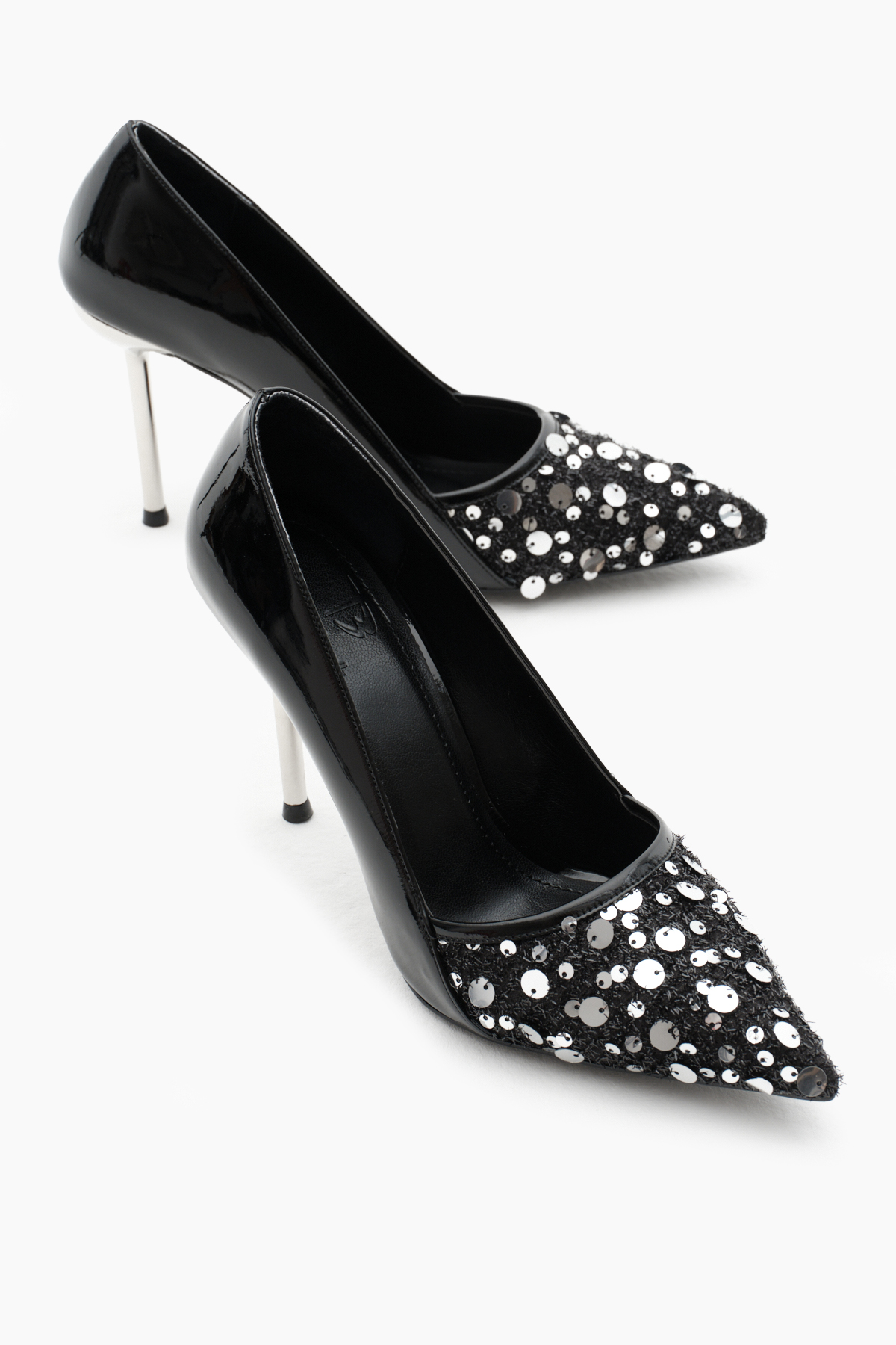 Kadın Siyah Neolit Taban Payetli Sivri Burunlu Yüksek Topuklu Ayakkabı - Görsel 4