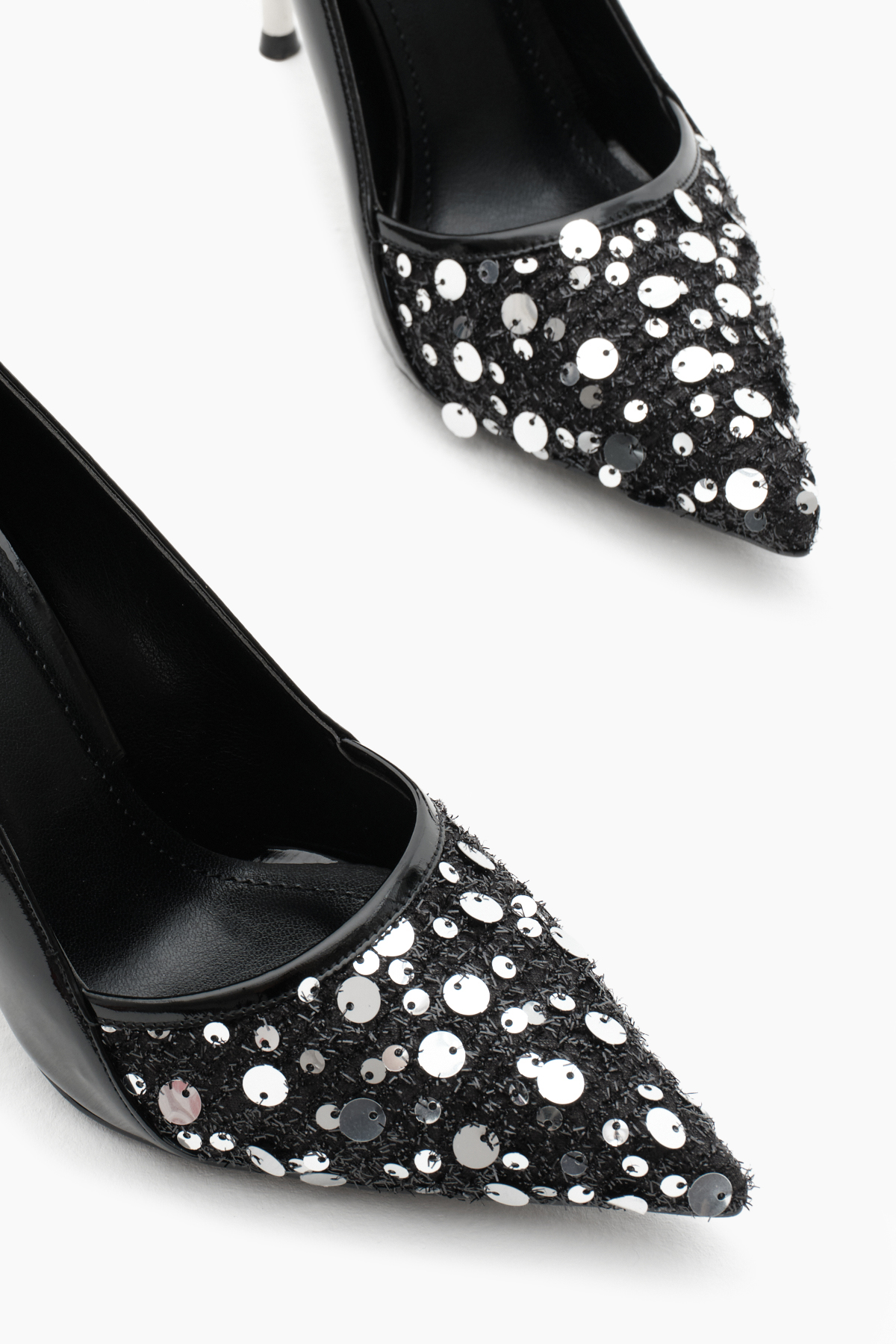 Kadın Siyah Neolit Taban Payetli Sivri Burunlu Yüksek Topuklu Ayakkabı - Görsel 5