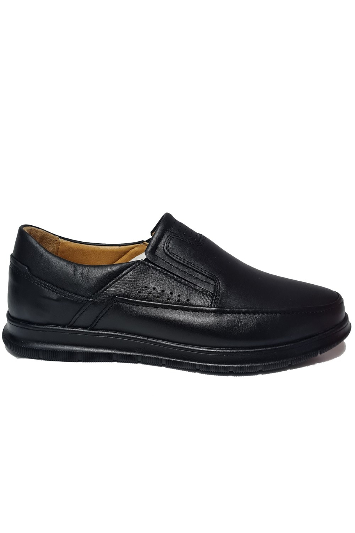 Bağsız Delik Baskılı Kat Kat Deri Model Erkek Ayakkabı AY-220-K - Görsel 2