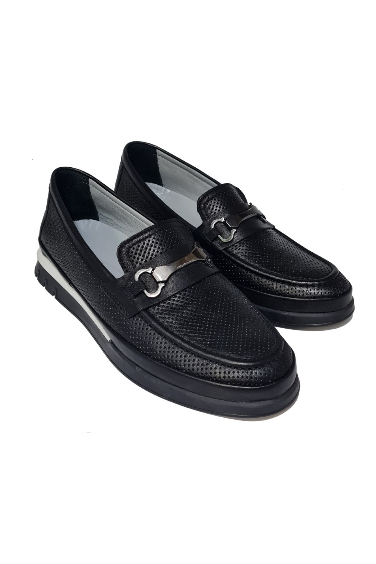 C-C Bant Model Deri Delik Baskılı Kadın Loafer Ayakkabı MARKA-81 - Görsel 4