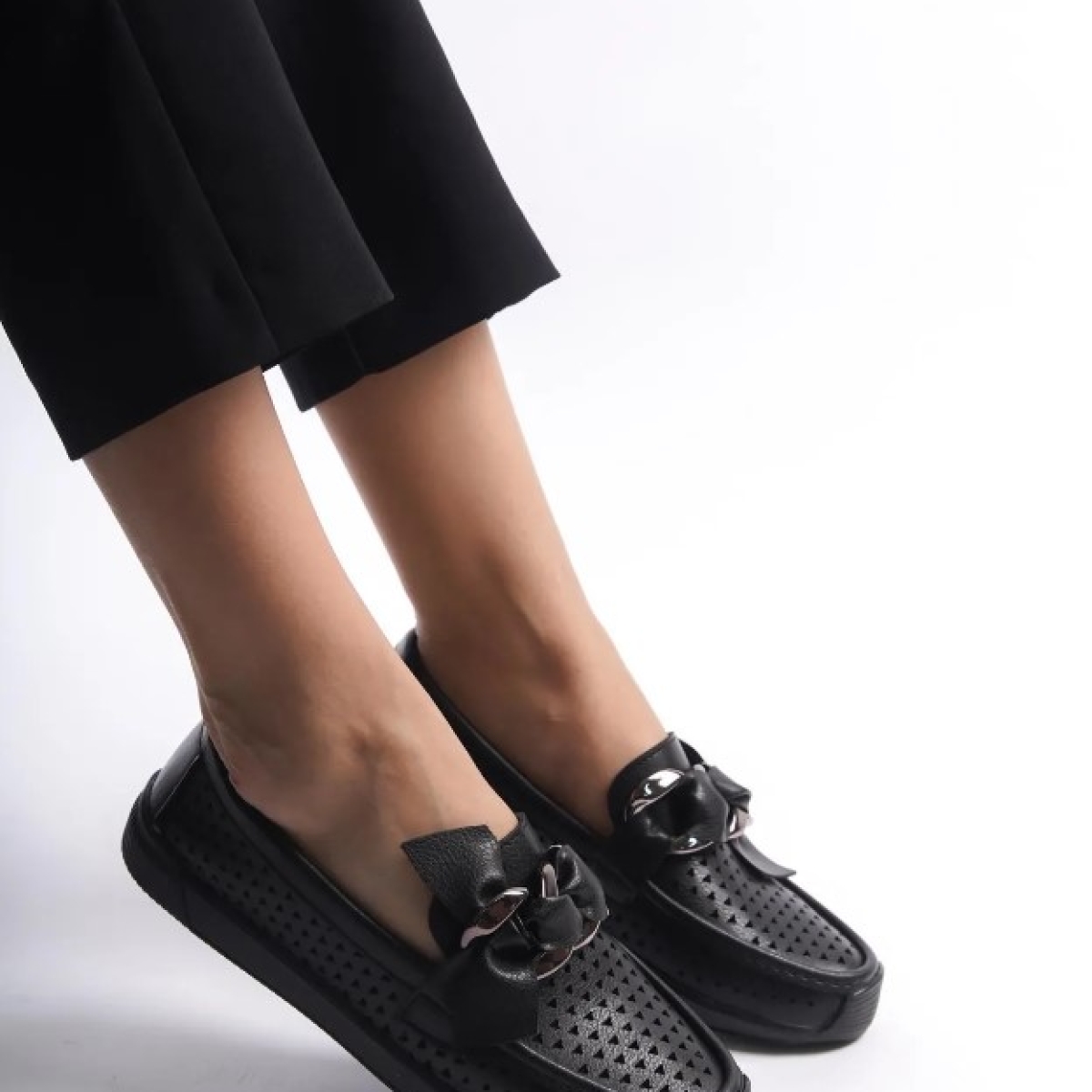 Delikli Loafer Kadın Babet - Görsel 4