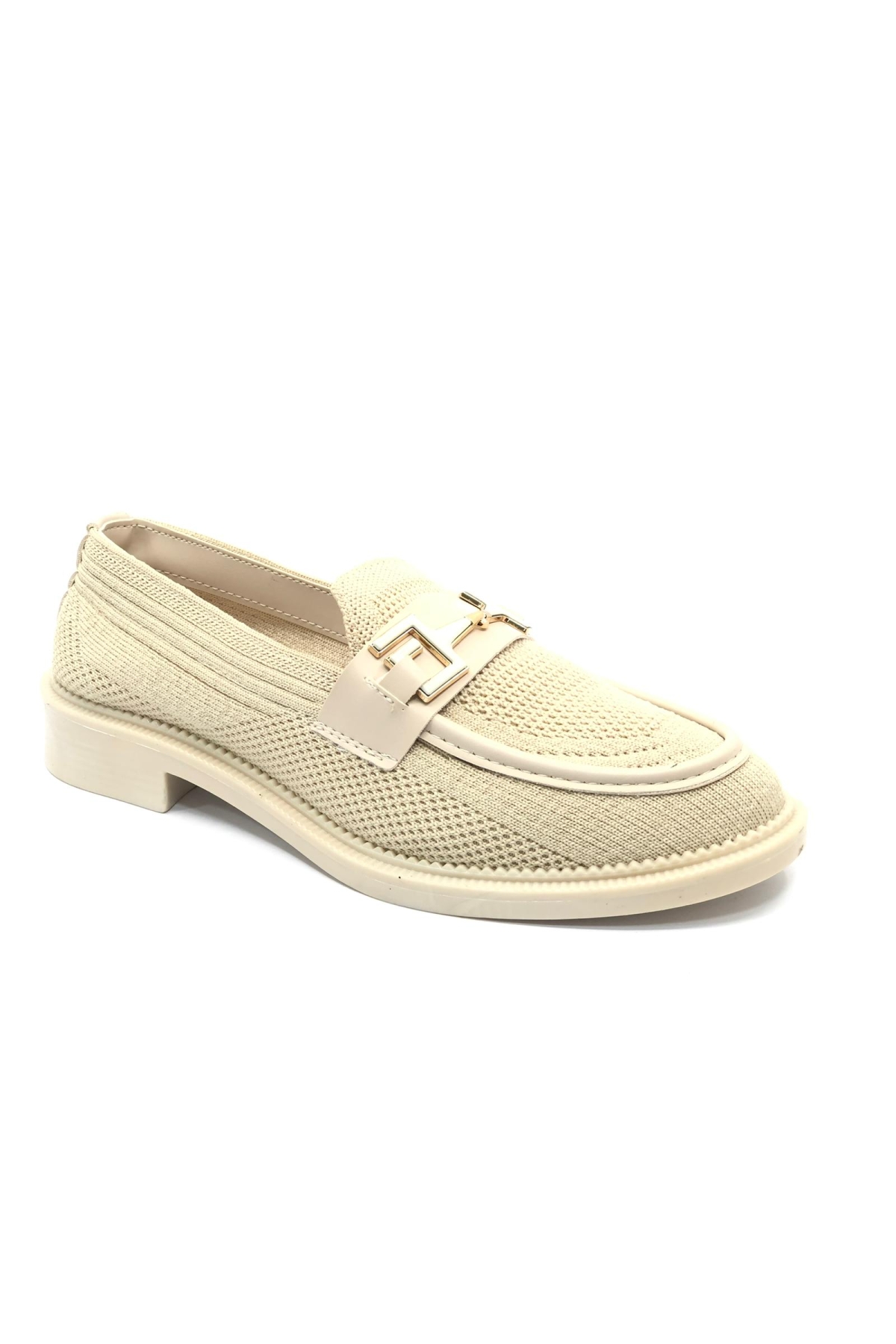 Toka Detaylı Triko Loafer Kadın Babet Ayakkabı - Görsel 3