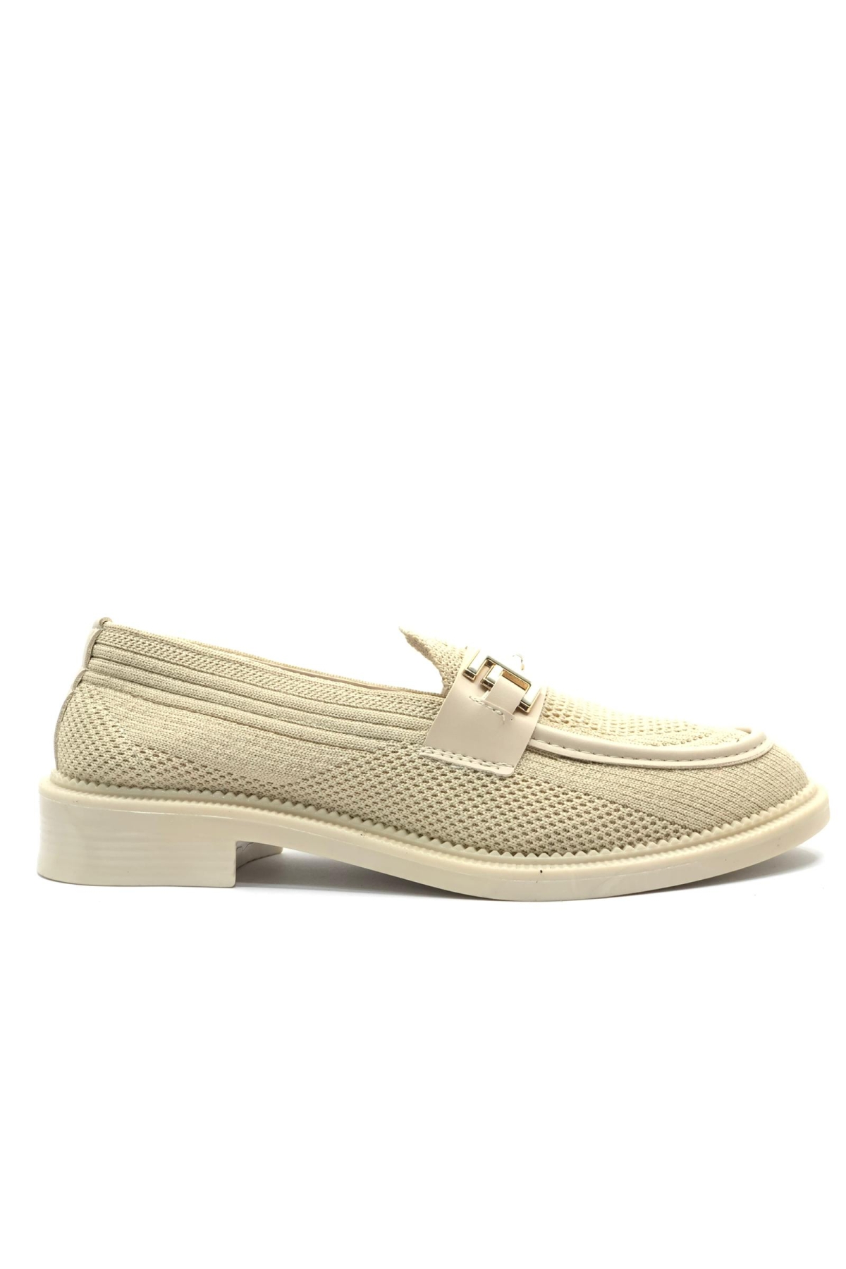 Toka Detaylı Triko Loafer Kadın Babet Ayakkabı - Görsel 4