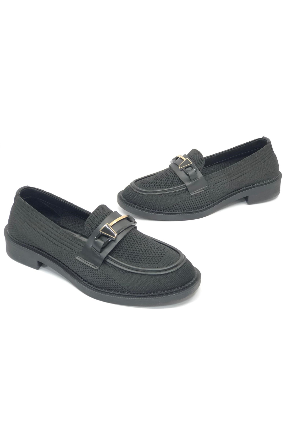 Toka Detaylı Triko Loafer Kadın Babet Ayakkabı - Görsel 3