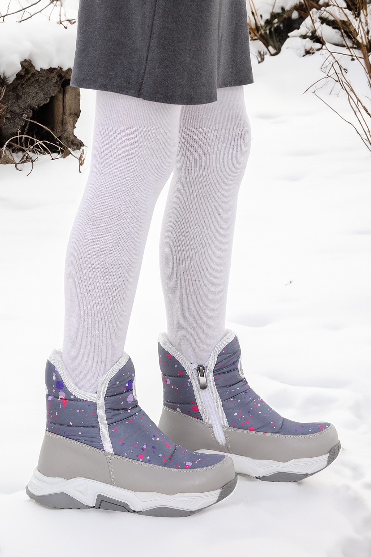 Rocco Fermuarlı Kız Çocuk Kar Botu Füme - Fuşya - Görsel 2