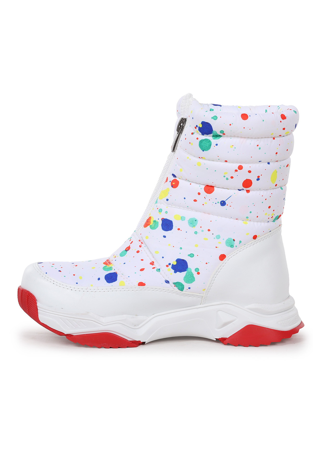 Mars Fermuarlı Kız Çocuk Kar Botu Beyaz - Kırmızı - Görsel 5