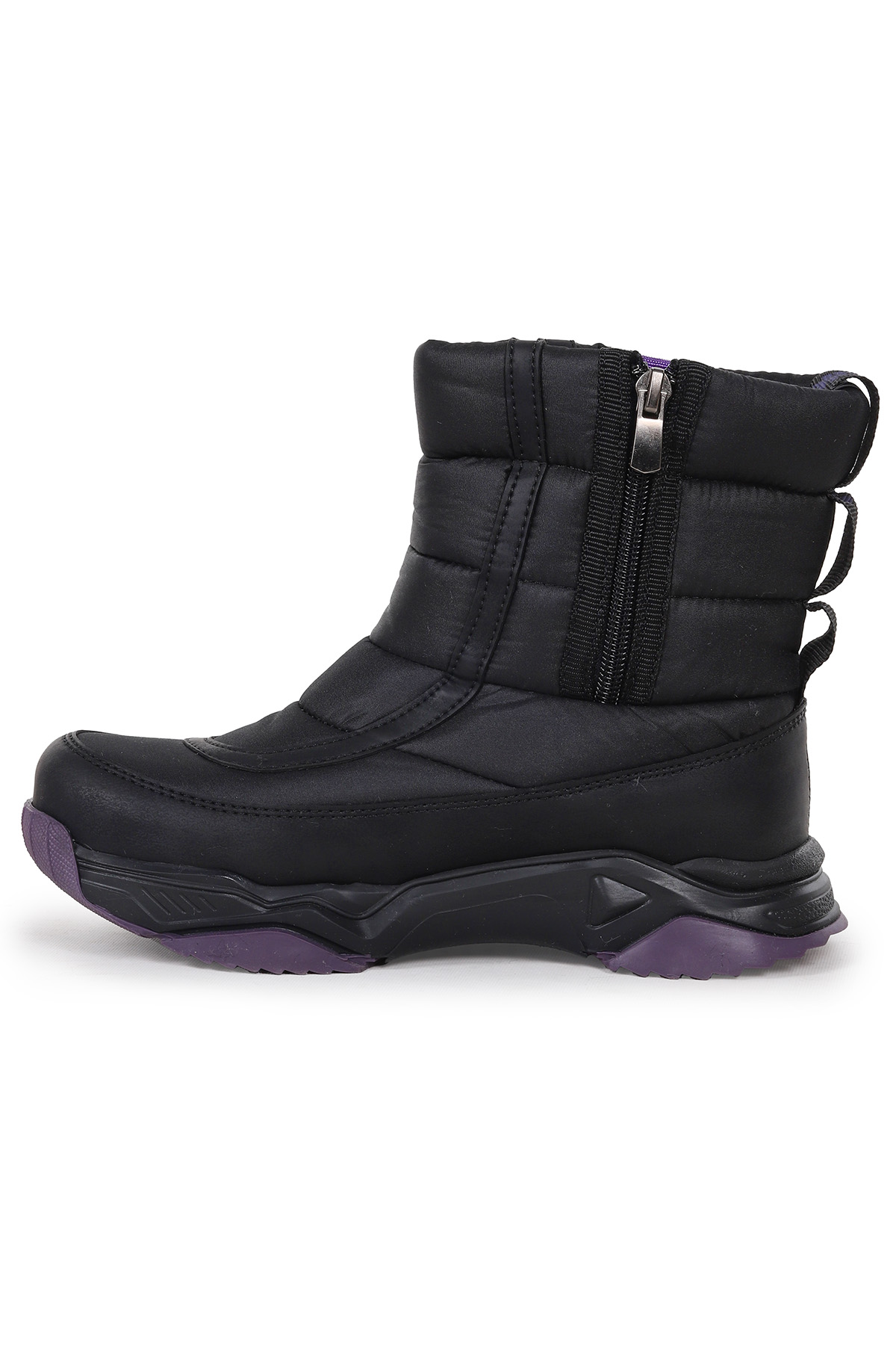 Pablo Fermuarlı Kız Çocuk Kar Botu Siyah - Mor - Görsel 5