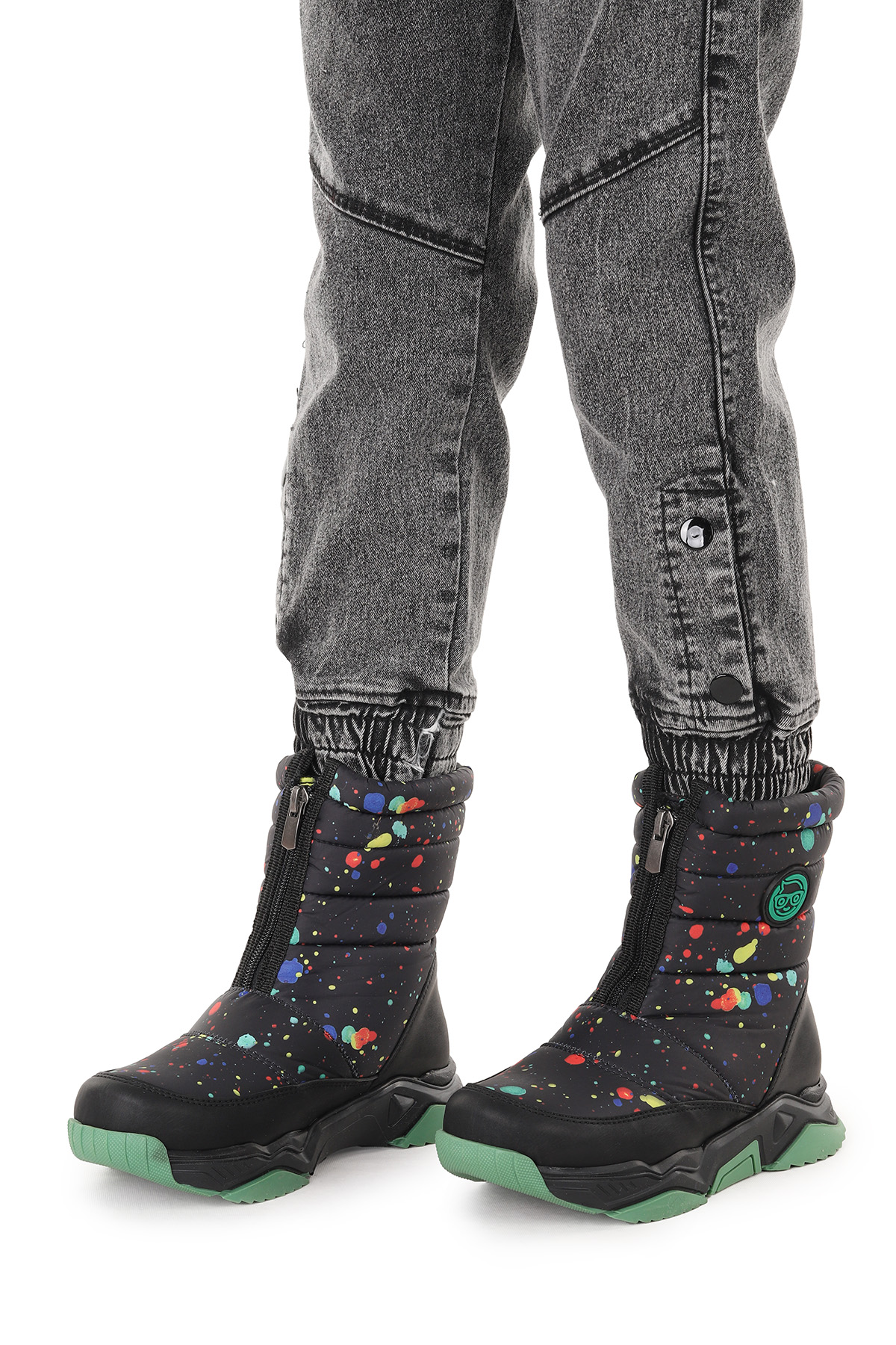 Mars Fermuarlı Erkek Çocuk Kar Botu Siyah - Yeşil - Görsel 4