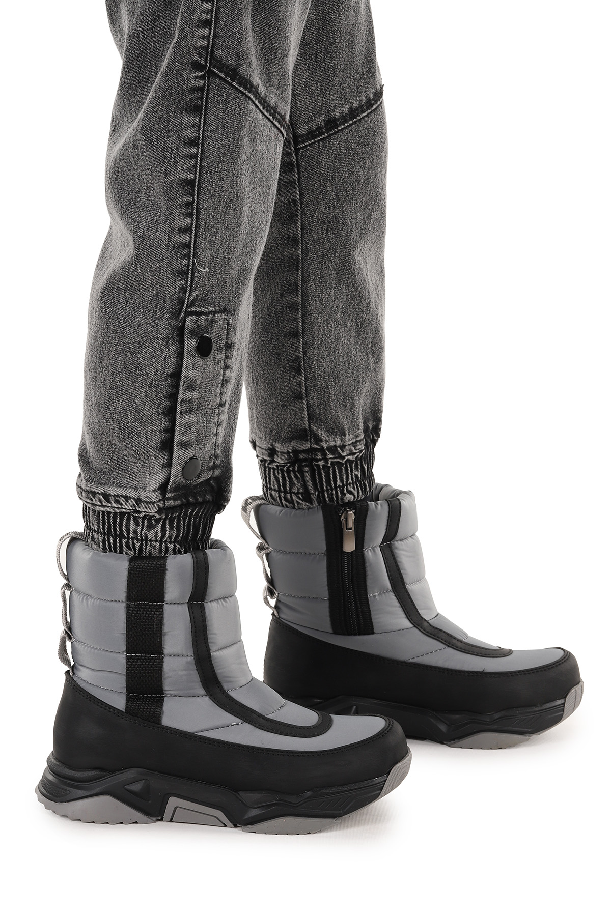 Pablo Fermuarlı Erkek Çocuk Kar Botu Füme - Siyah - Görsel 2