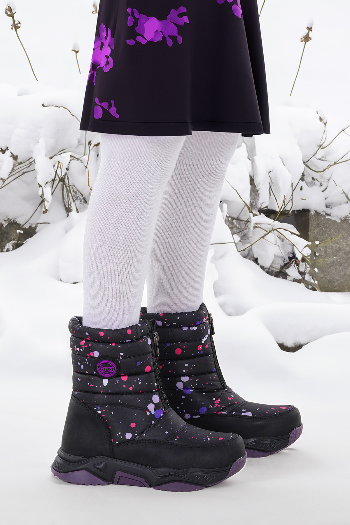 Mars Fermuarlı Kız Çocuk Kar Botu Siyah - Pembe - Görsel 2