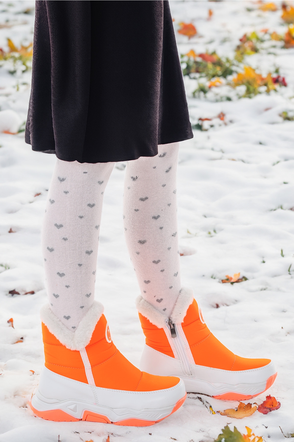 Pamela Fermuarlı Kız Çocuk Kar Botu Turuncu - Görsel 2