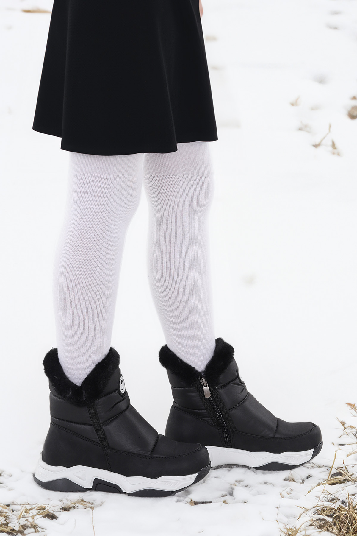 Pamela Fermuarlı Kız Çocuk Kar Botu Siyah - Görsel 2