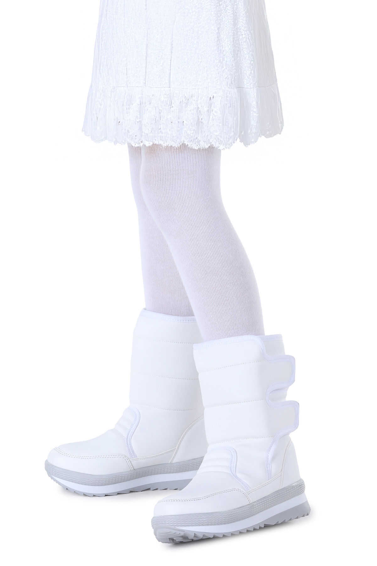 Riko Cırtlı Termo Taban Kız Çocuk Kar Botu Beyaz - Görsel 4