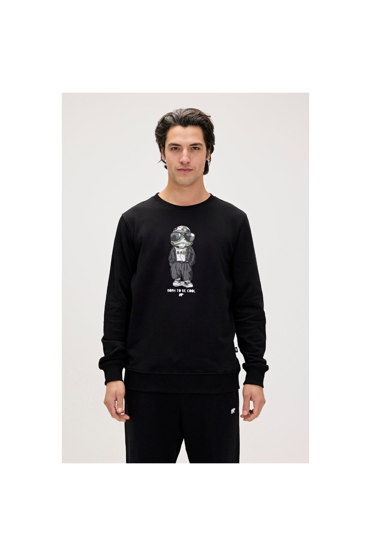 Gator Erkek Siyah Yuvarlak Yaka Sweatshirt