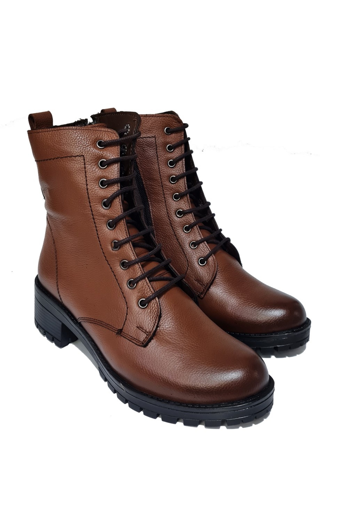 Bağcıklı Fermuarlı Hakiki Deri Kadın Bot MARKA-837 - Görsel 4