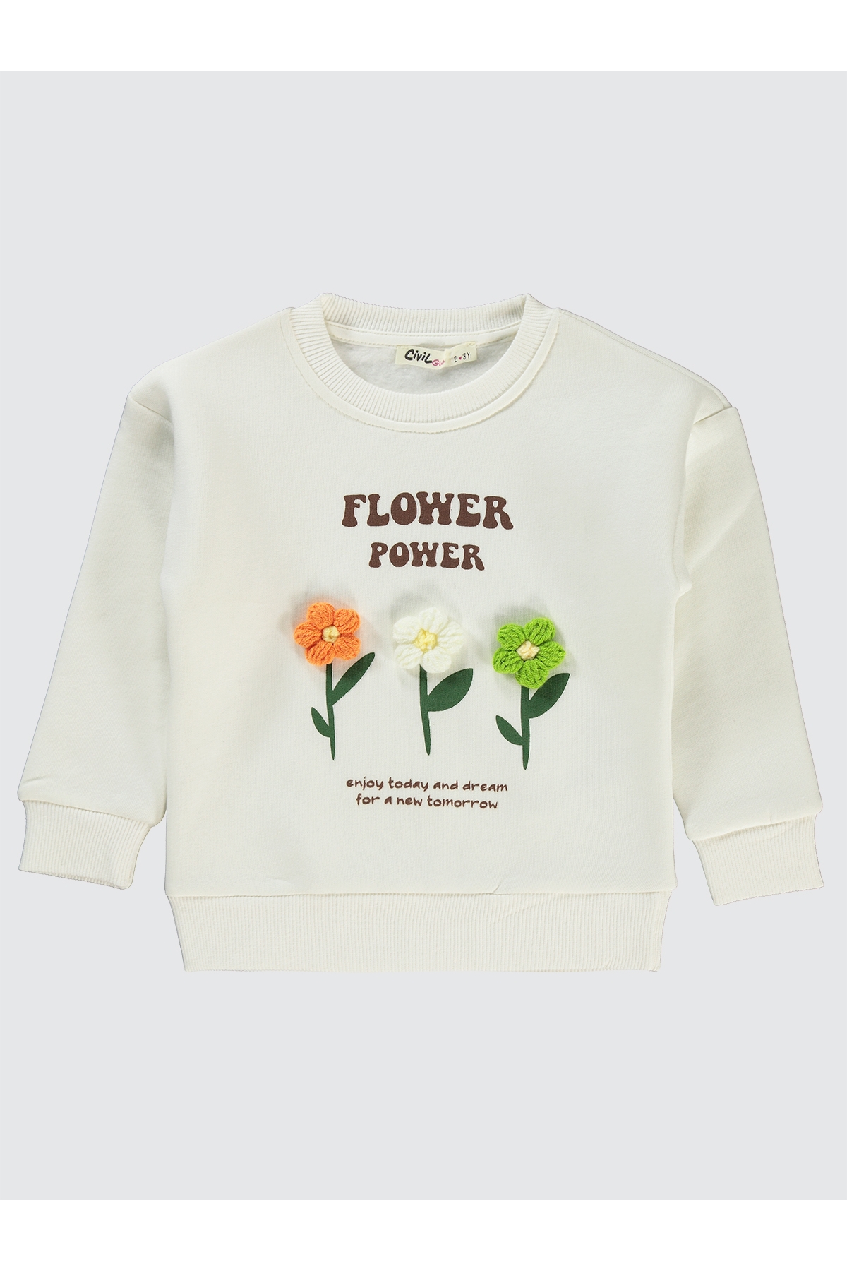 Kız Çocuk Sweatshirt 2-5 Yaş Ekru