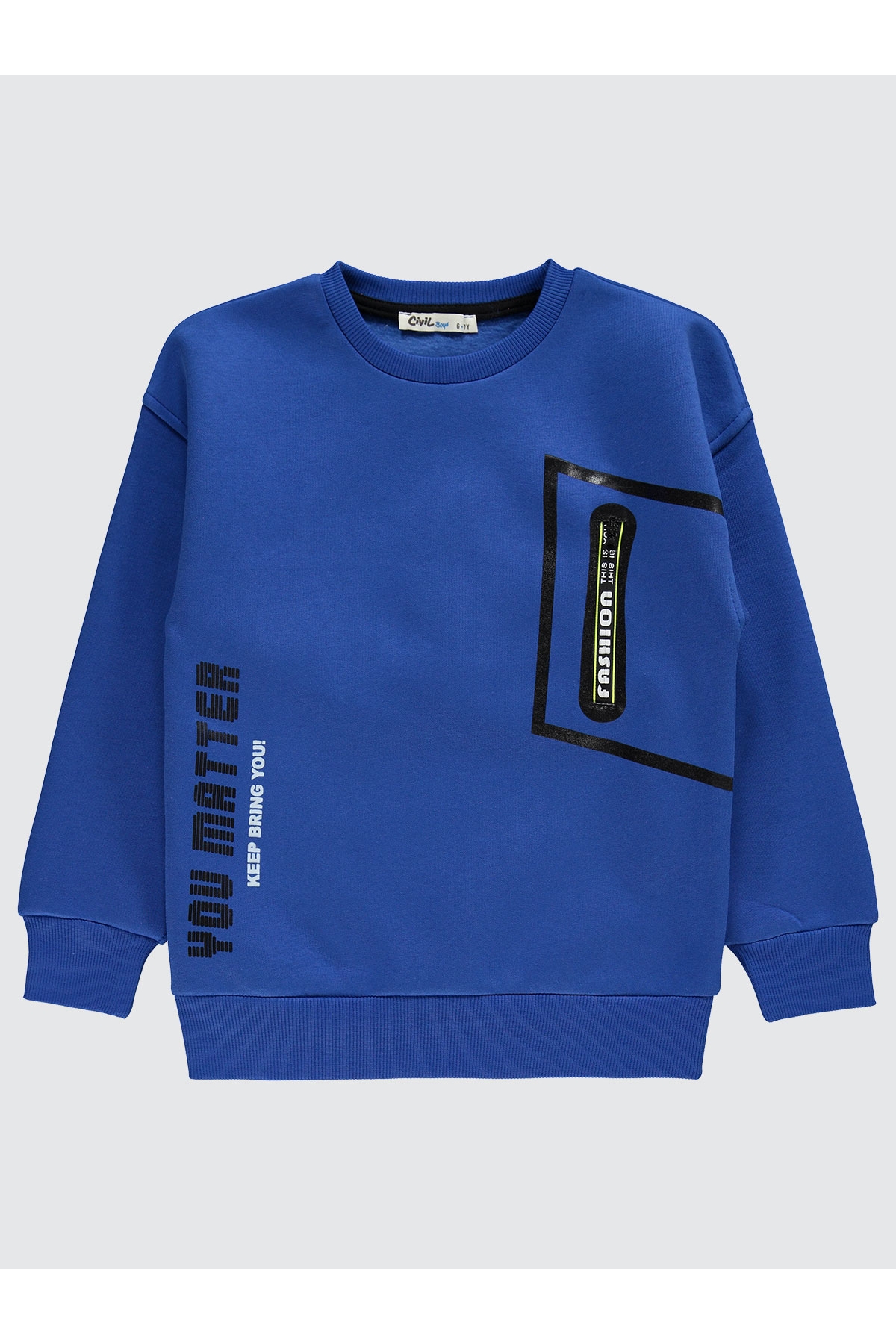 Erkek Çocuk Sweatshirt 6-9 Yaş Saks